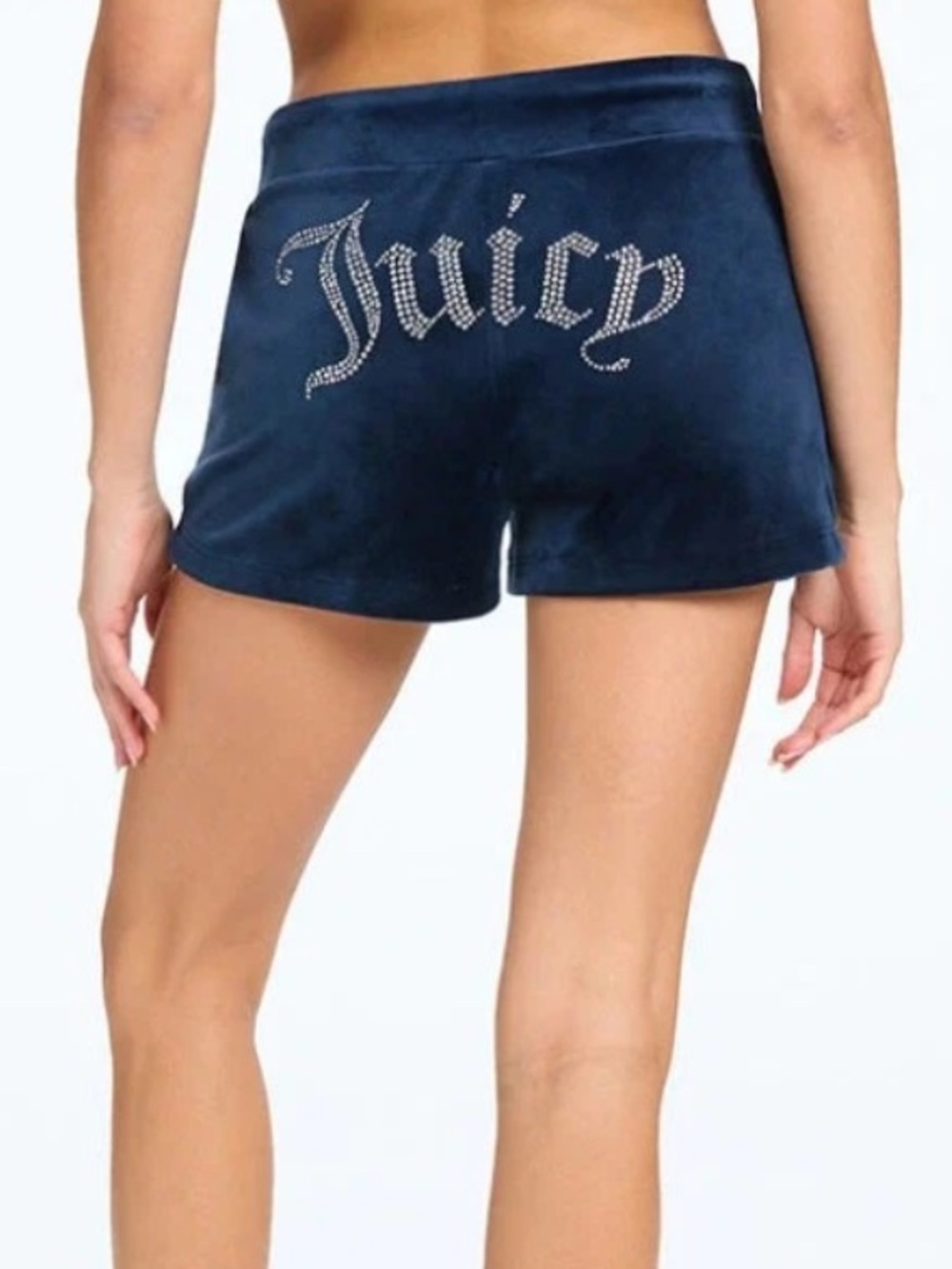 Juicy Couture Bling Velour Track Shorts - Medium - Regal Blue